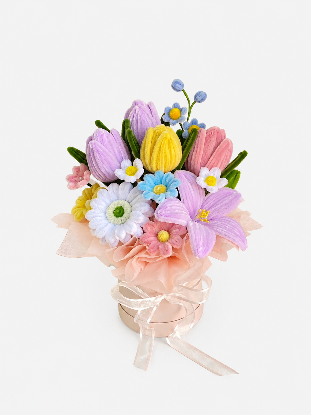 Garden Joy Box — handmade pipe cleaner flower (ดอกไม้ถักมือ) by Flowerest.bkk