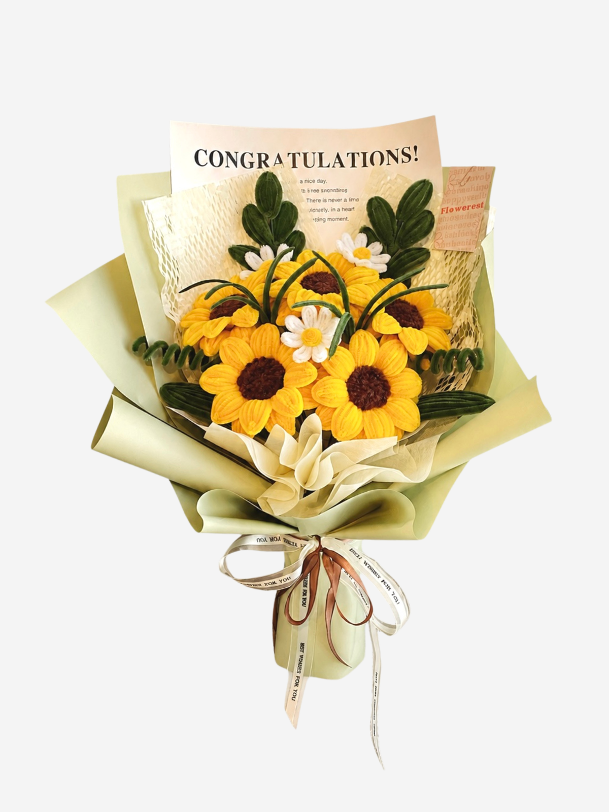 Sunflower Congrat — handmade pipe cleaner flower (ดอกไม้ถักมือ) by Flowerest.bkk